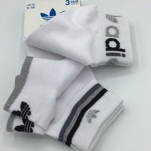 adidas 3 pack metallic ankle socks